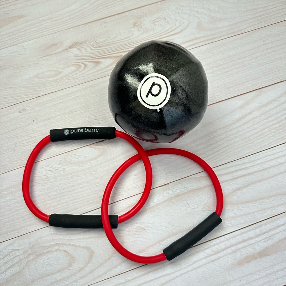 Pure Barre Red Double Tube & Core Exercise Ball Set | Pilates, Yoga, Barre, Home